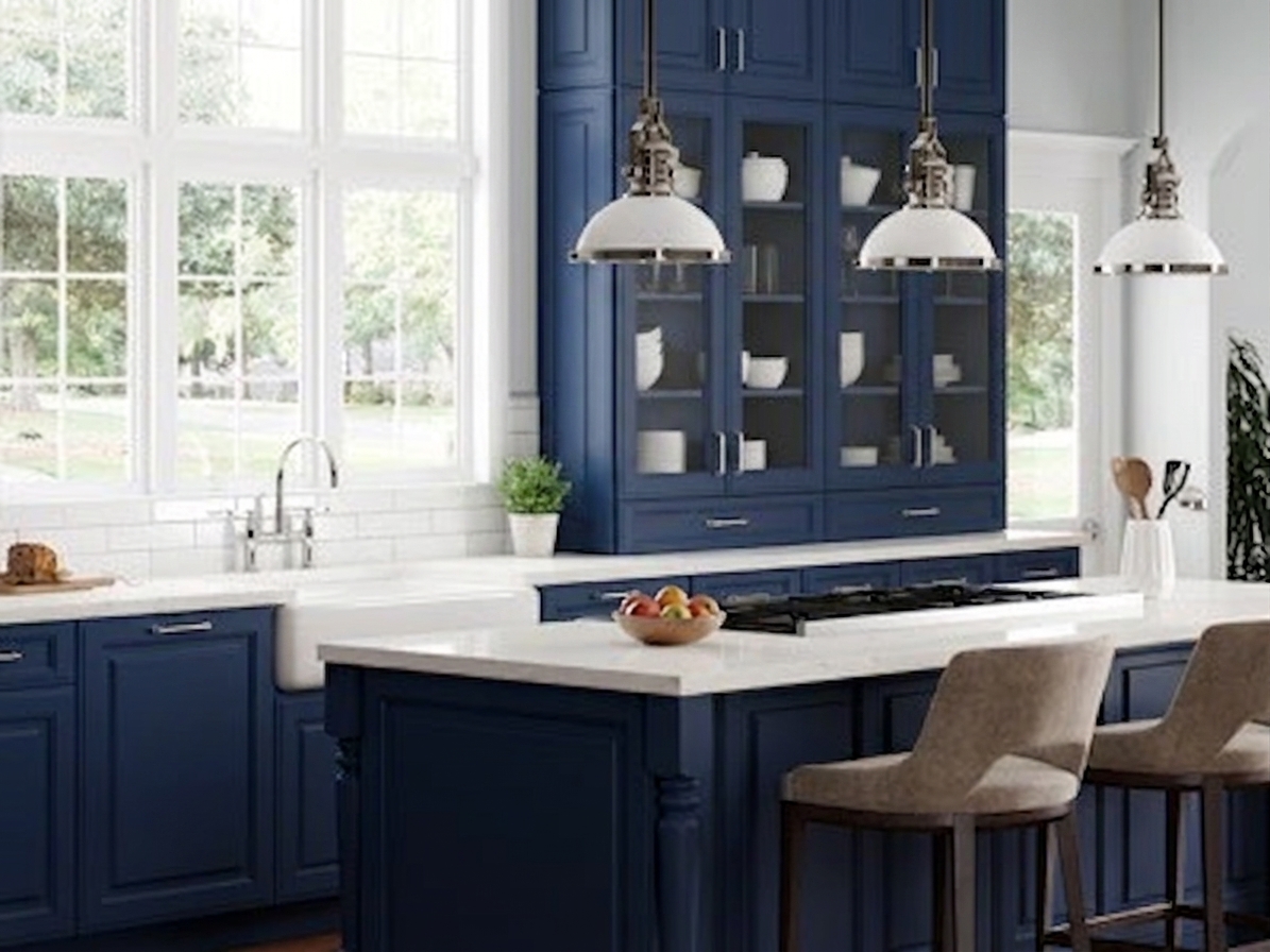 The same kitchen rendered with new cabinets